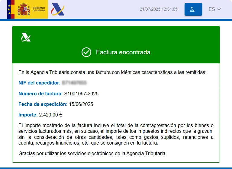 Img verifactu enviada odin facturacion